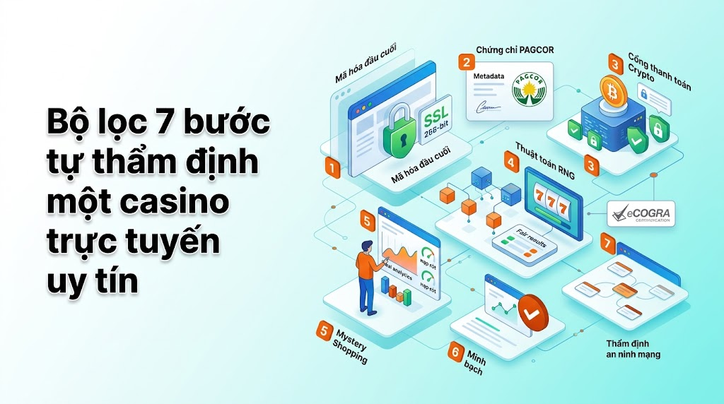 Bộ lọc 7 bước tự thẩm định một casino trực tuyến uy tín