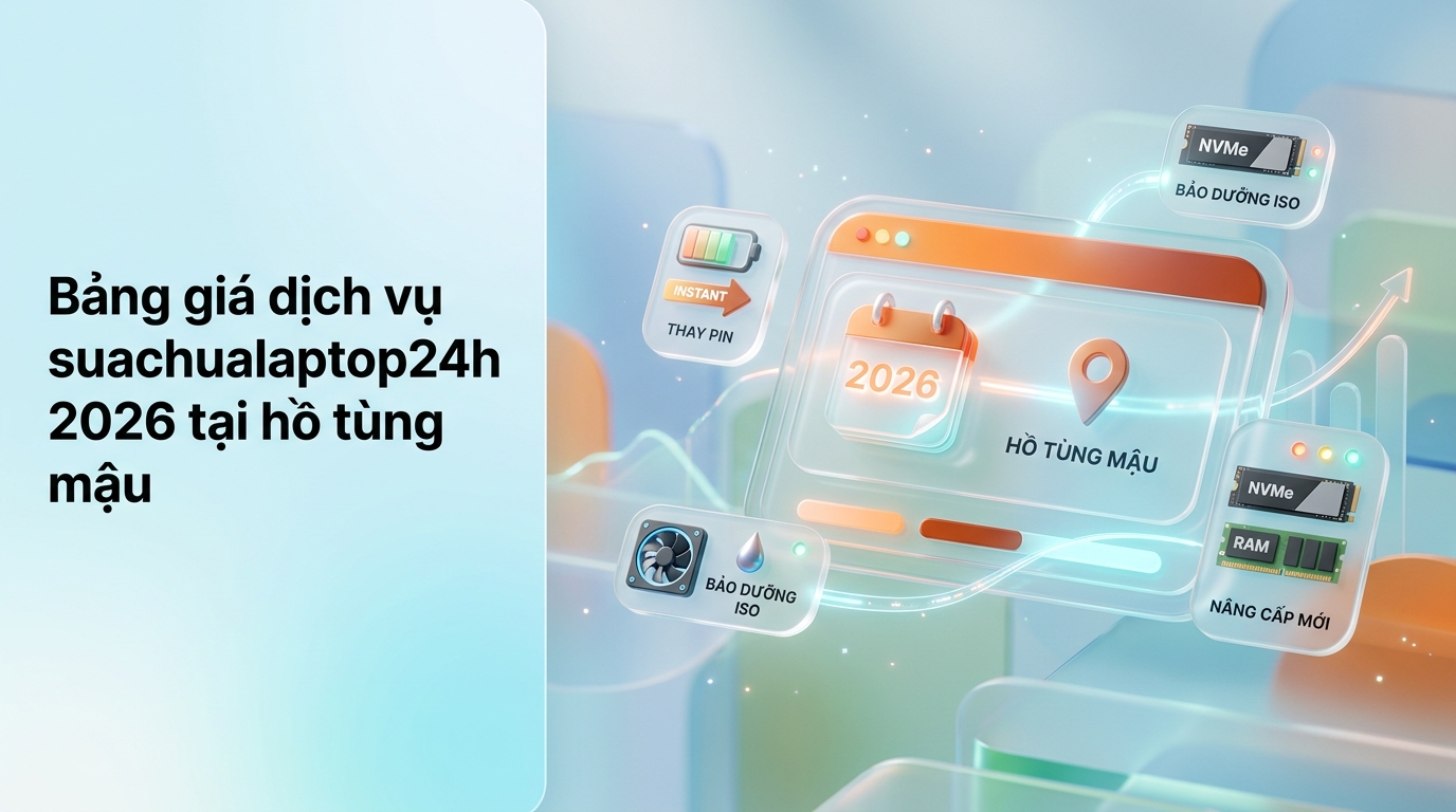 Bảng giá dịch vụ suachualaptop24h 2026 tại hồ tùng mậu